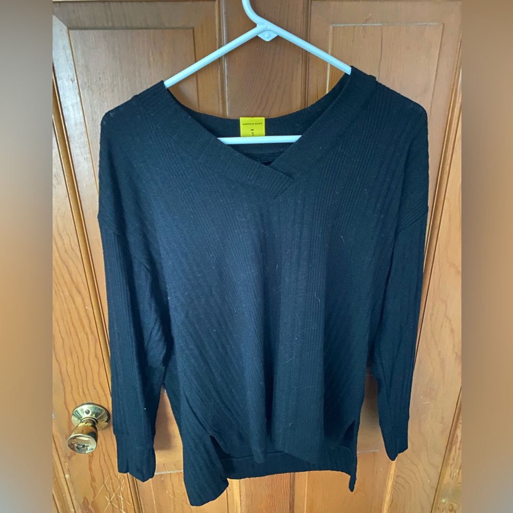 NWT Andrew Marc black long sleeve shirt small